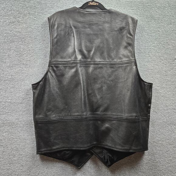 Share Pelle Studio Wilsons Vest Men's L Black 100% Leather V-neck Button Front - Picture 8 of 8